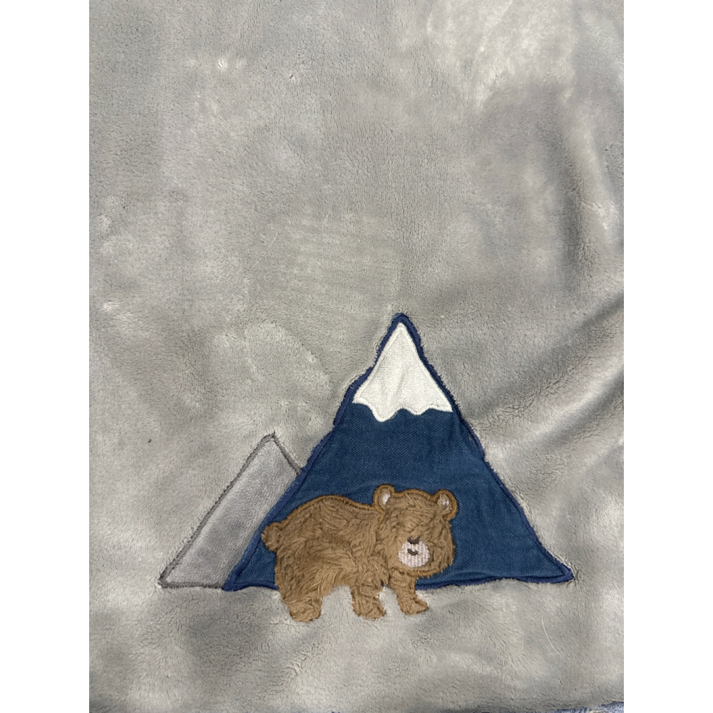 Levtex Baby Plush Blanket with Bear and Mountain Embroidery - Picture 3 of 3